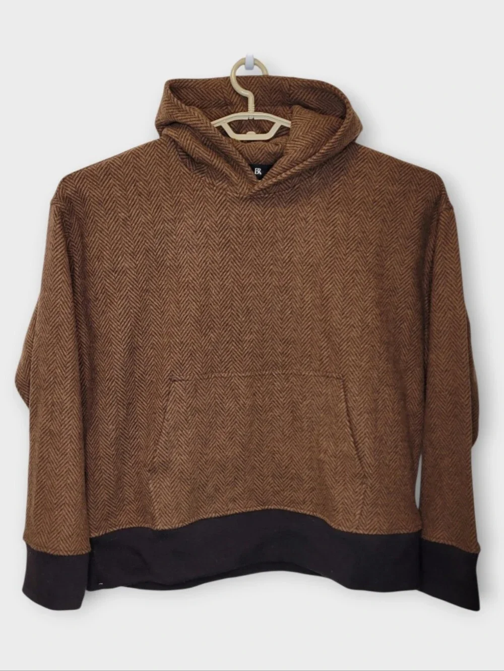 Banana Republic Wool Blend Herringbone Hoodie Jacket XL Brown Heavyweight